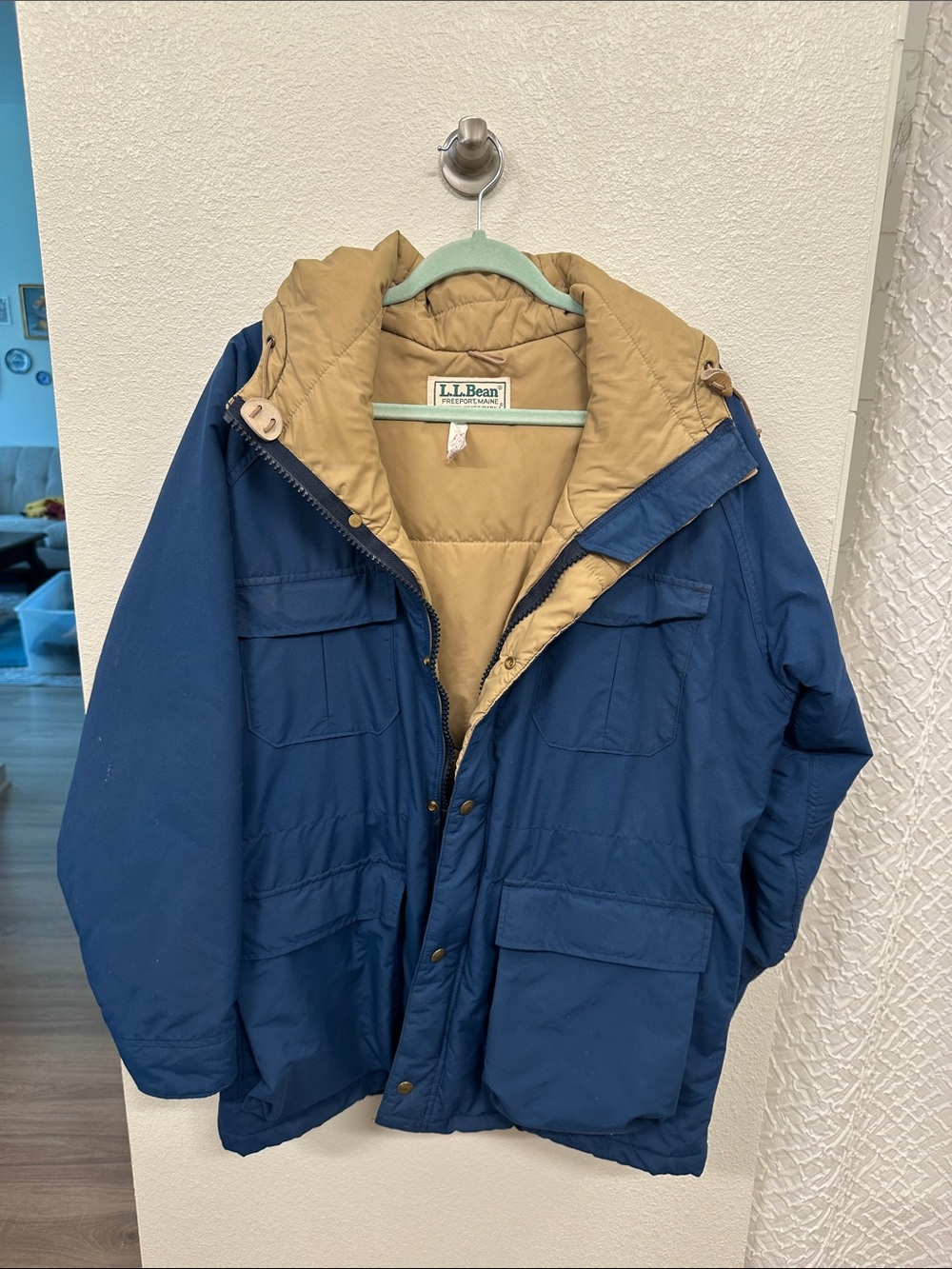 L.L. Bean Men's Navy Field Jacket with Tan Lining